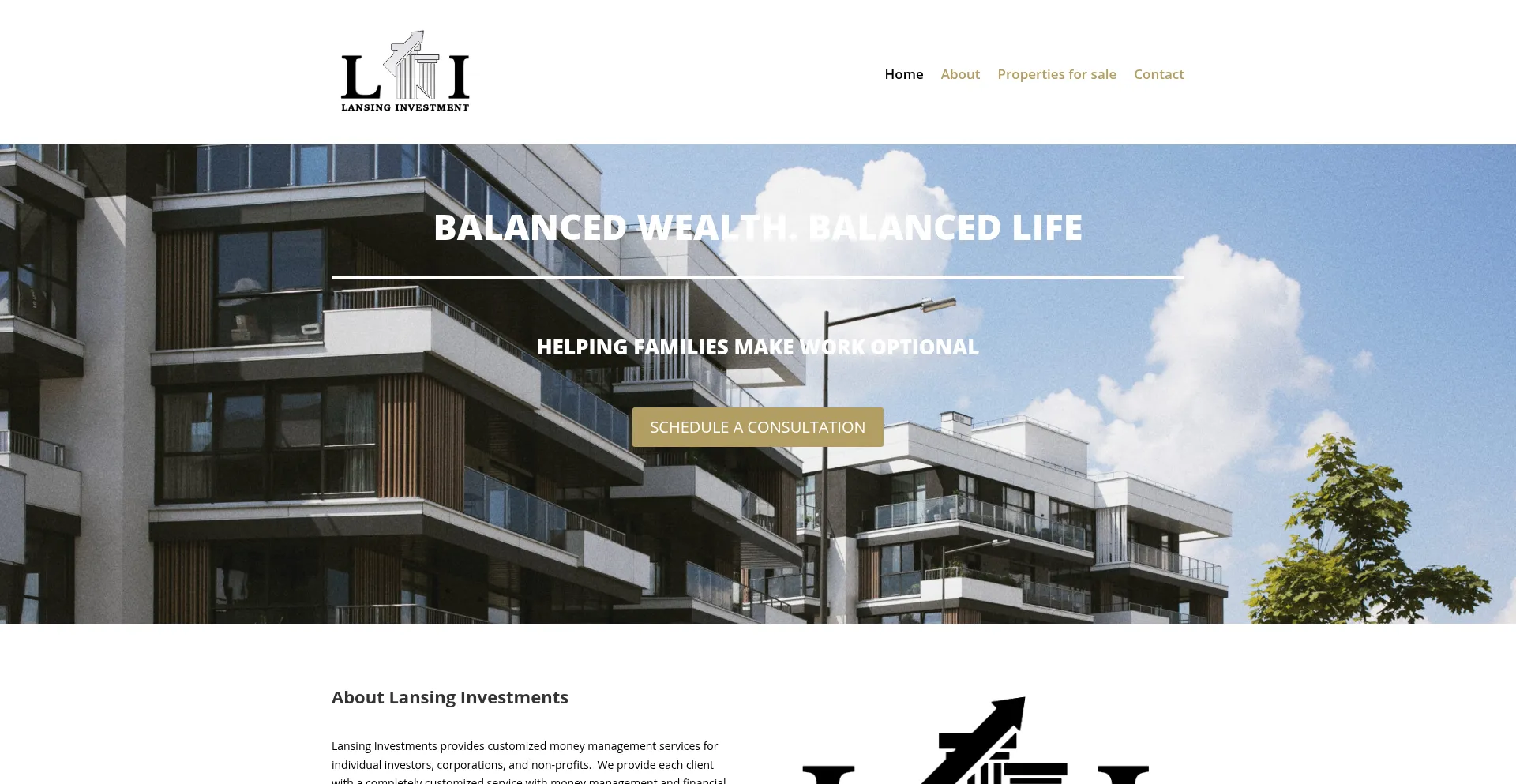 Website screenshot of Lansinginvestment.com