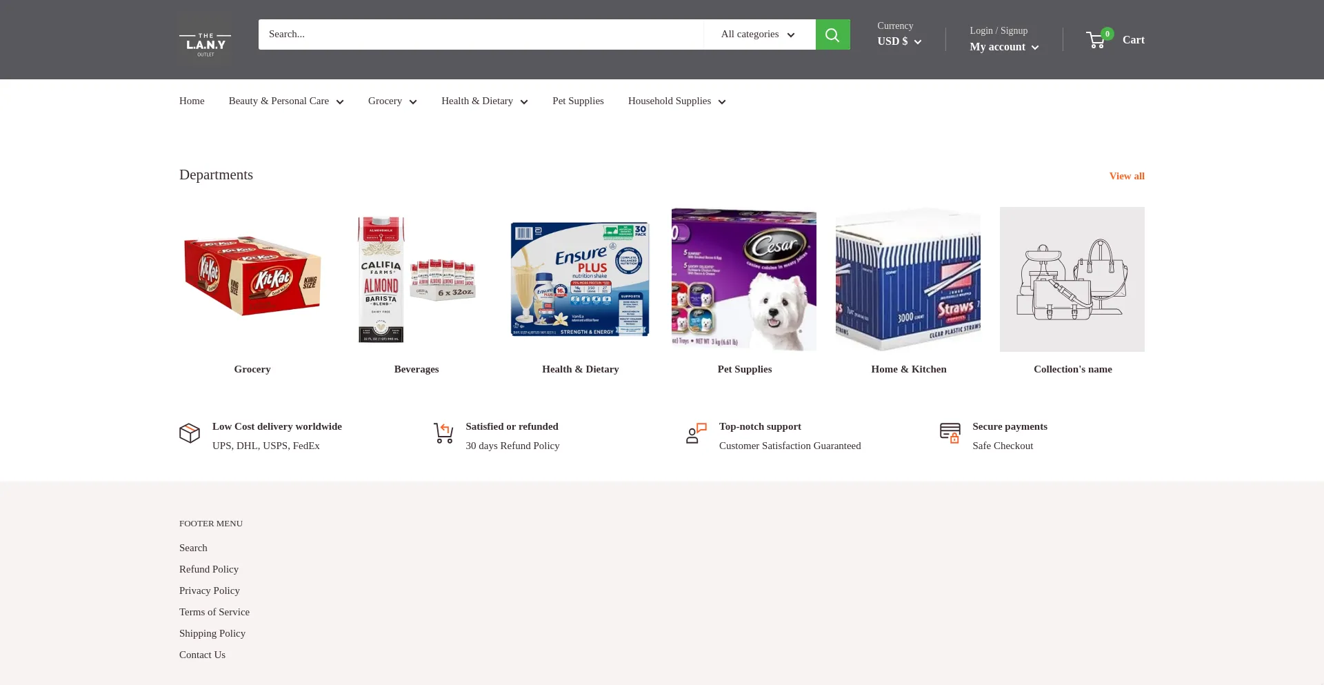 Website screenshot of Lanyoutlet.com