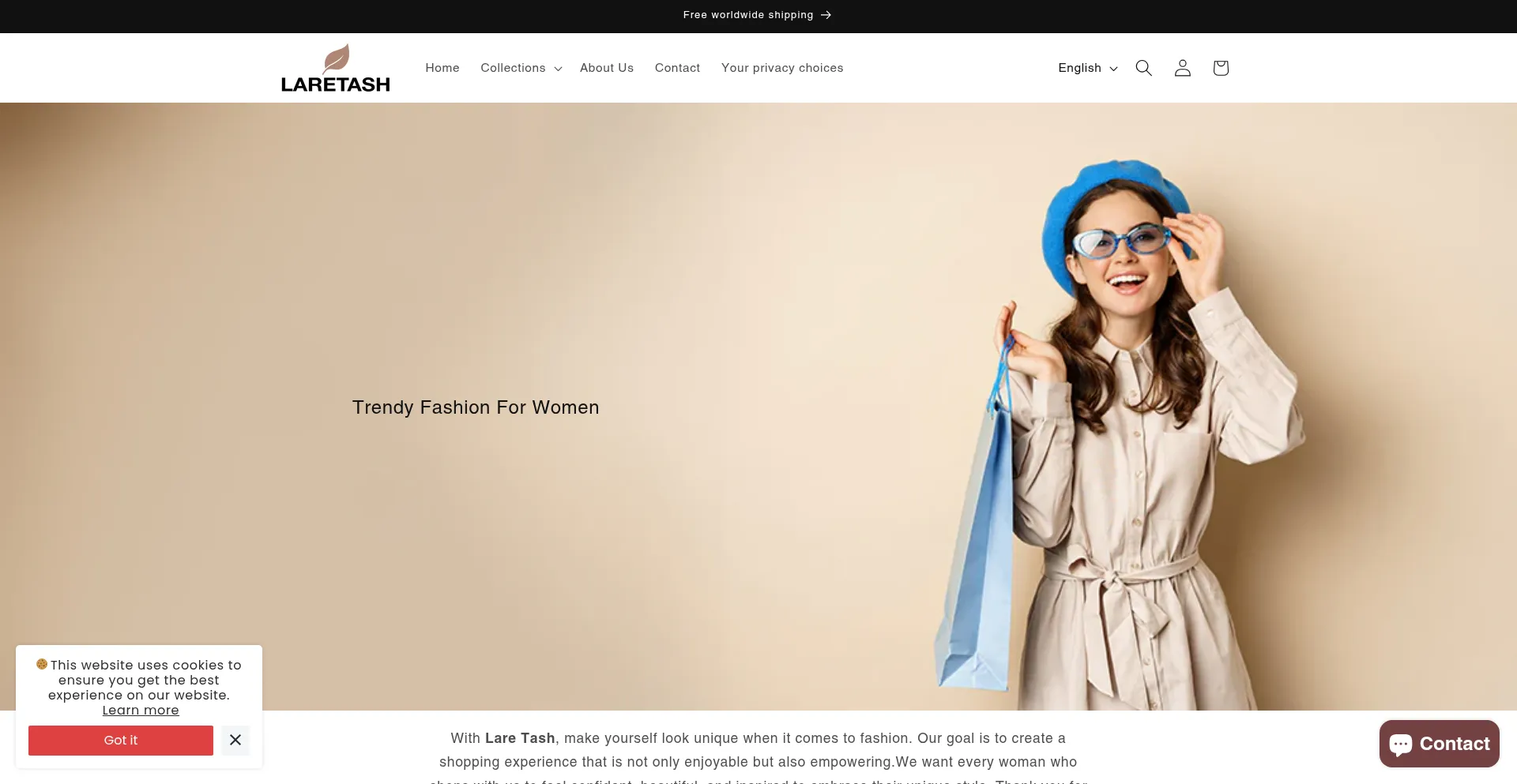 Website screenshot of Laretash.com