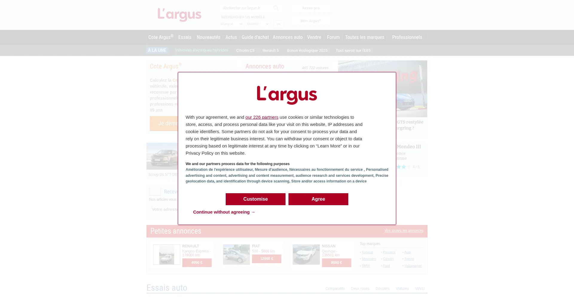 Website screenshot of Largus.fr