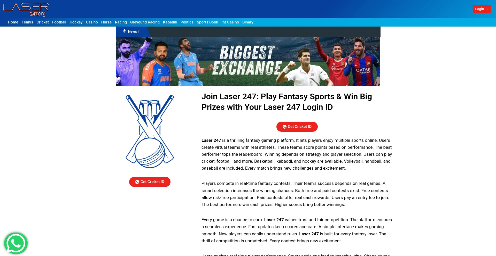 Website screenshot of Laser247org.io