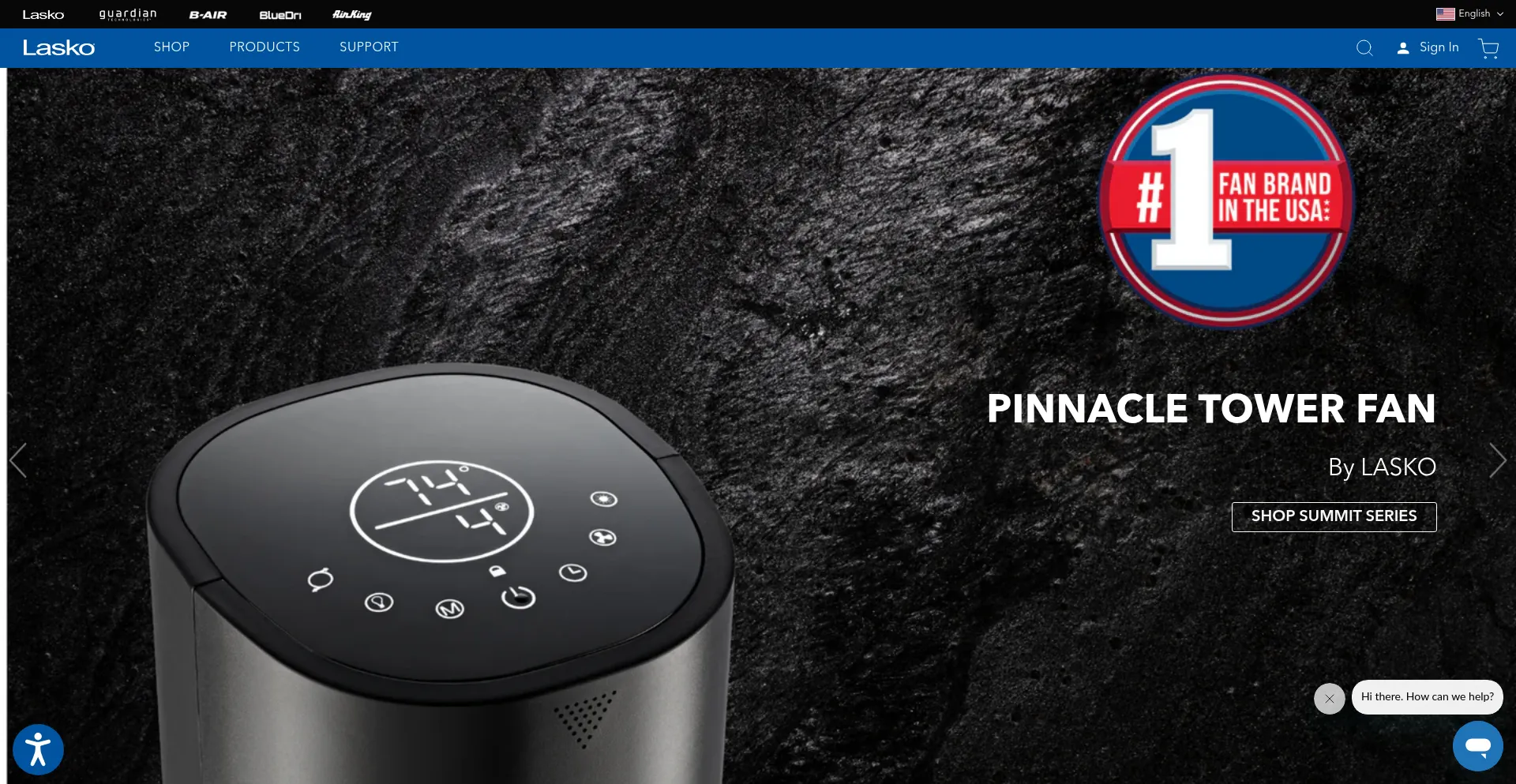 Website screenshot of Lasko.com