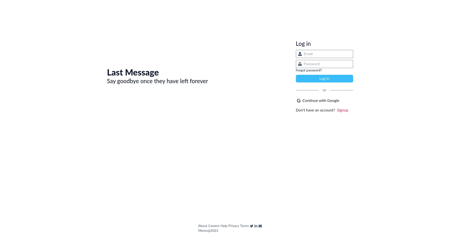 Website screenshot of Lastmessage.io