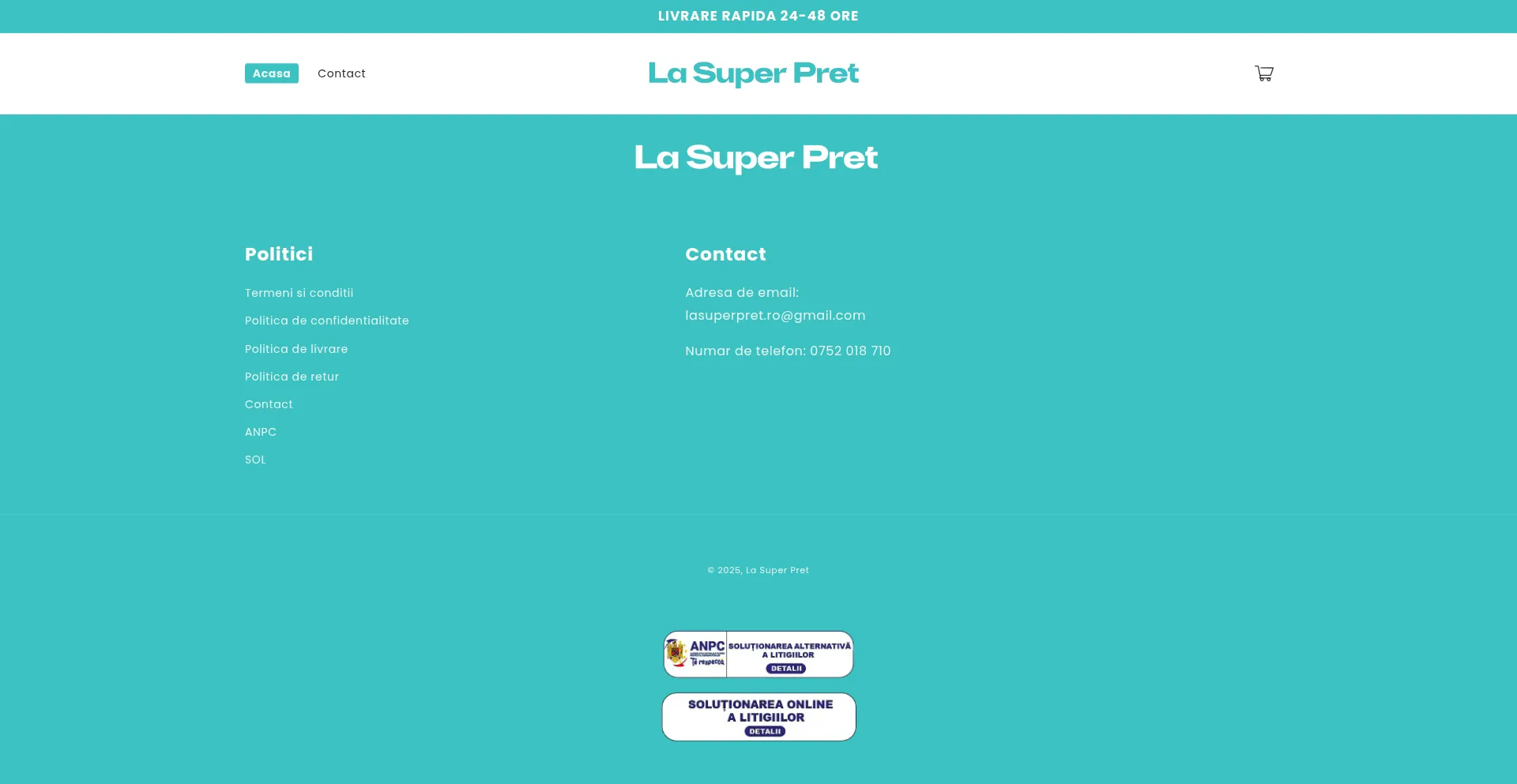 Website screenshot of Lasuperpret.ro