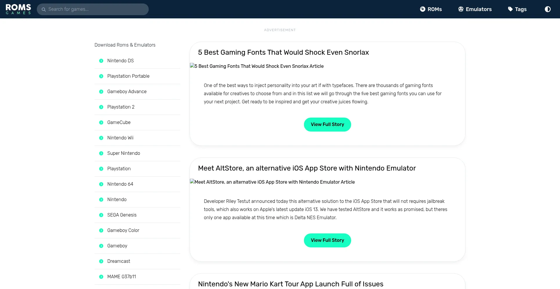 Website screenshot of Lategames.net