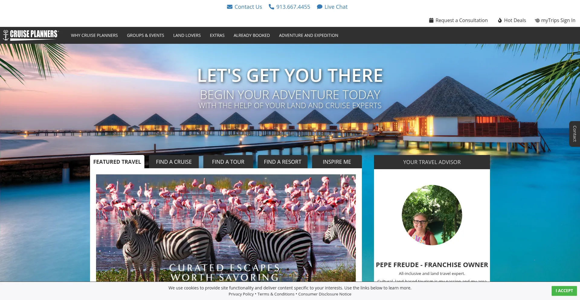 Website screenshot of Latitudevacations.com
