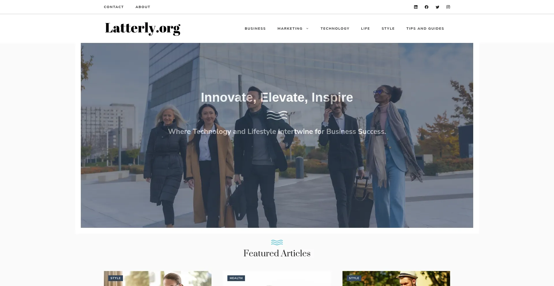Website screenshot of Latterly.org
