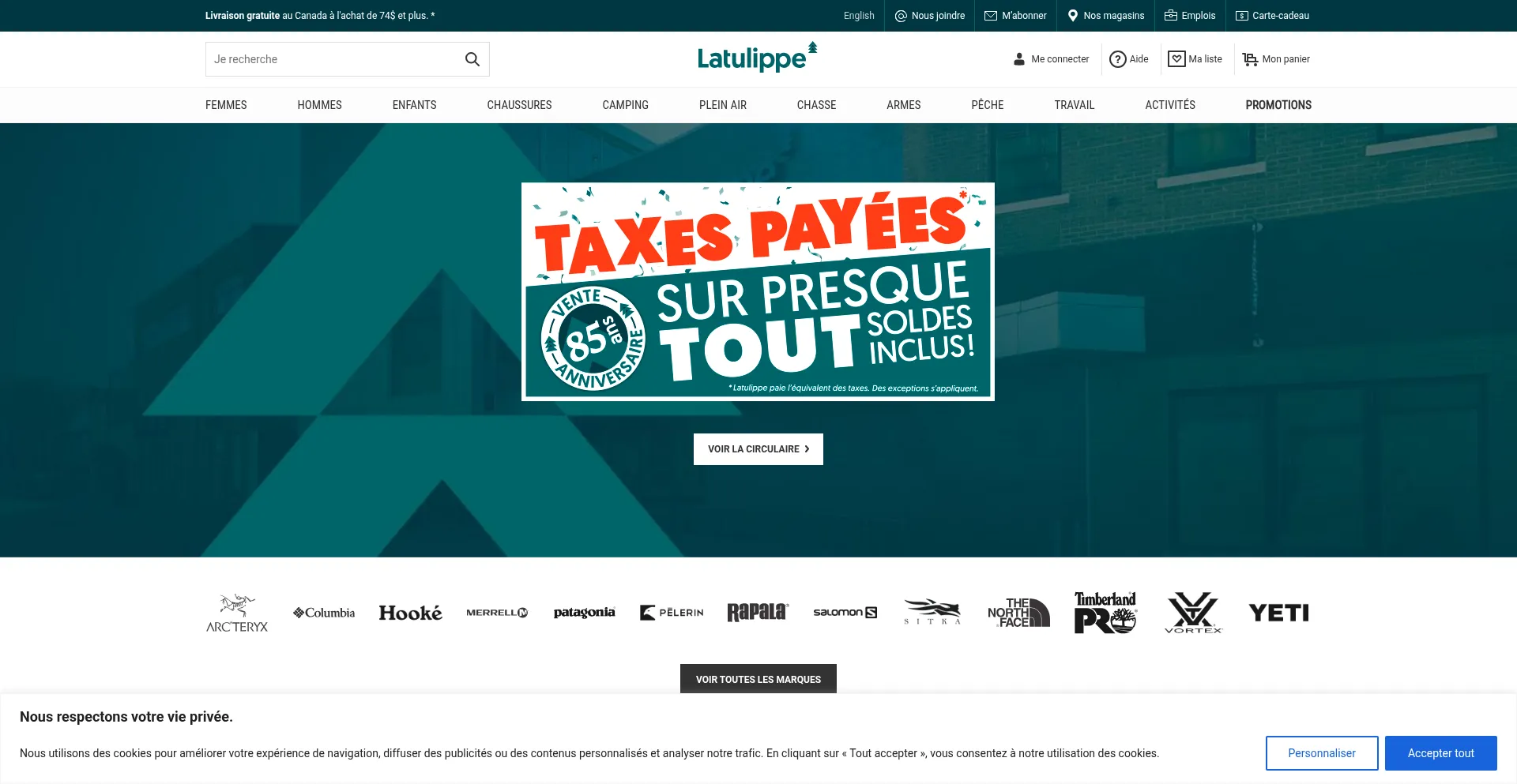Website screenshot of Latulippe.com