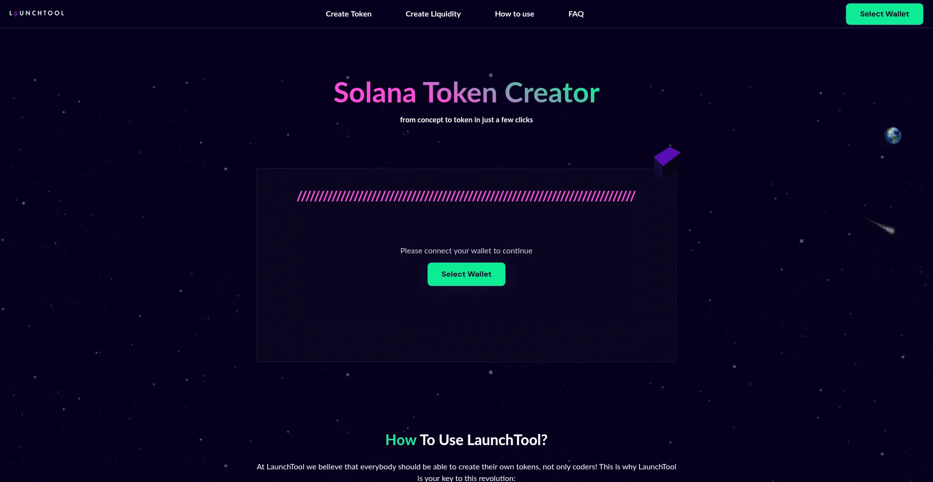 Website screenshot of Launchtool.site