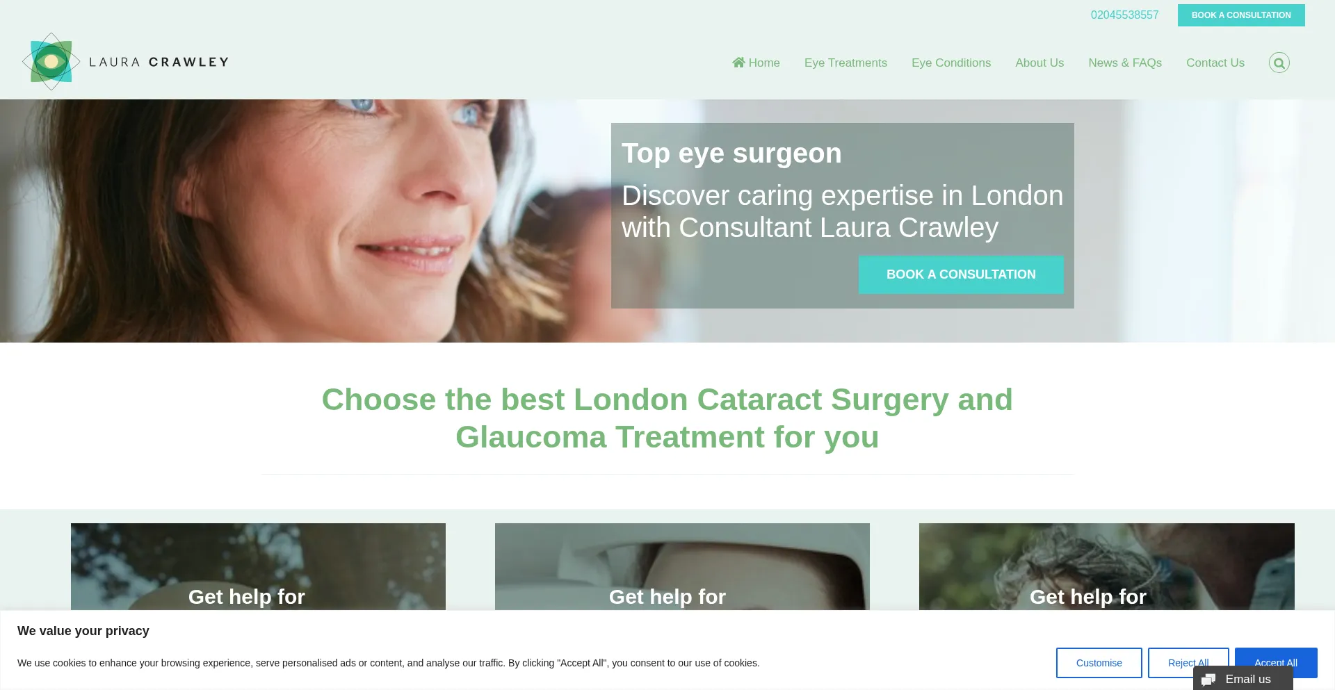 Website screenshot of Lauracrawley.com