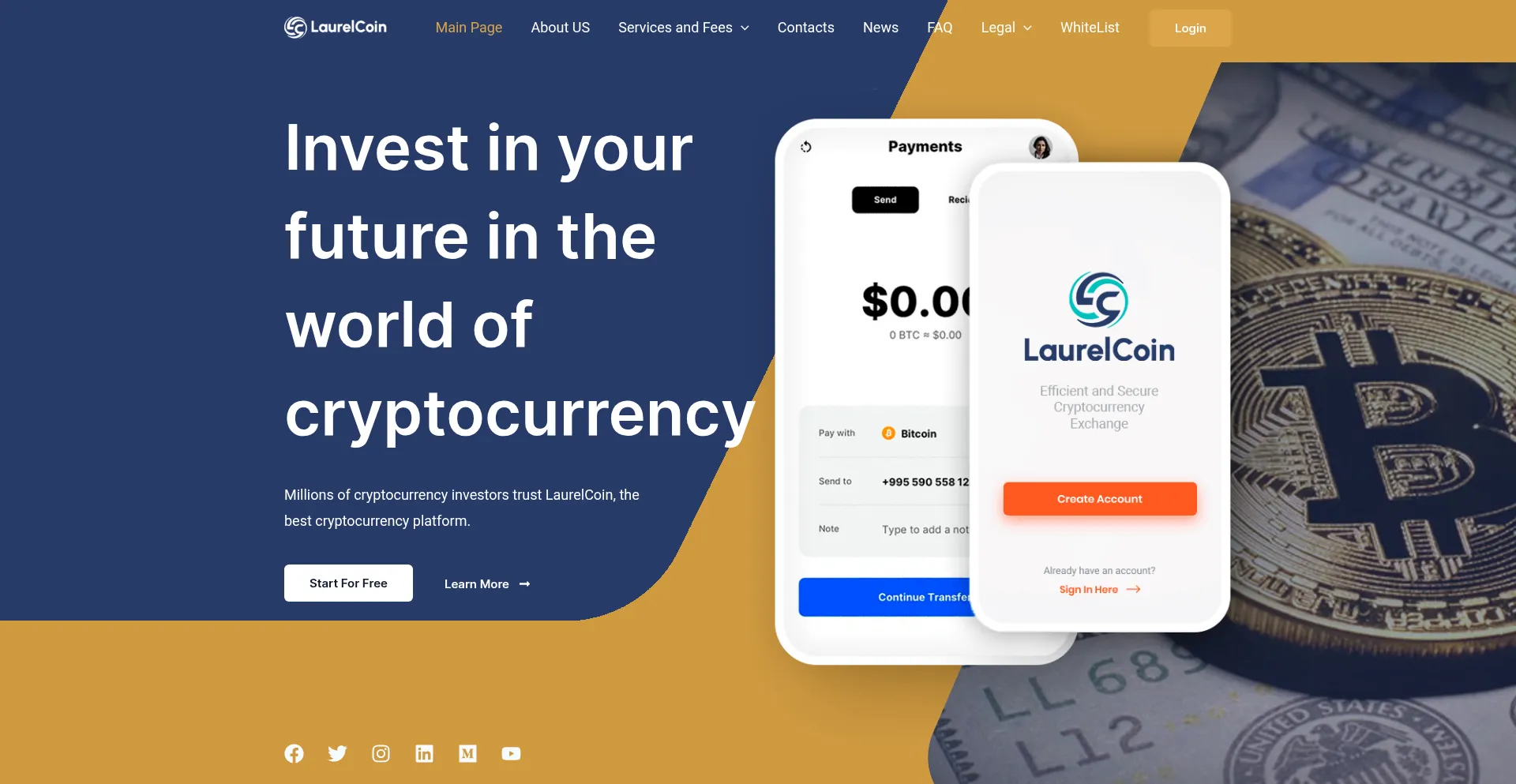 Website screenshot of Laurelcoin.eu