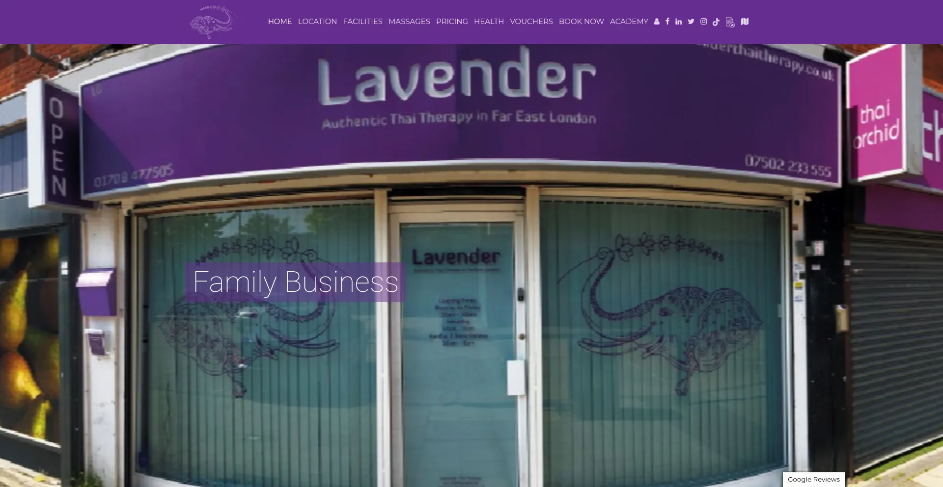 Website screenshot of Lavenderthaitherapy.co.uk