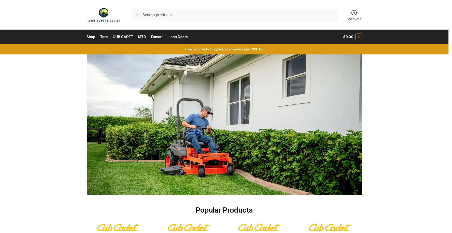 Website screenshot of Lawnmowersoutlet.com