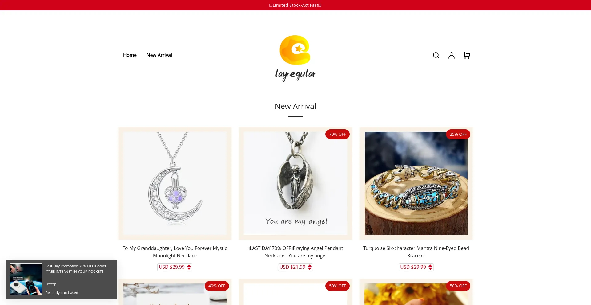 Website screenshot of Layregular.com