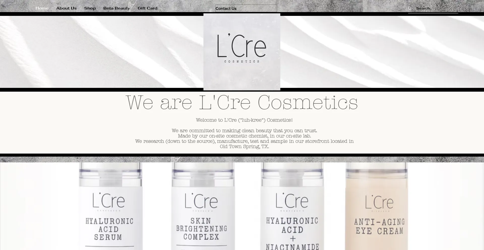 Website screenshot of Lcrecosmetics.com