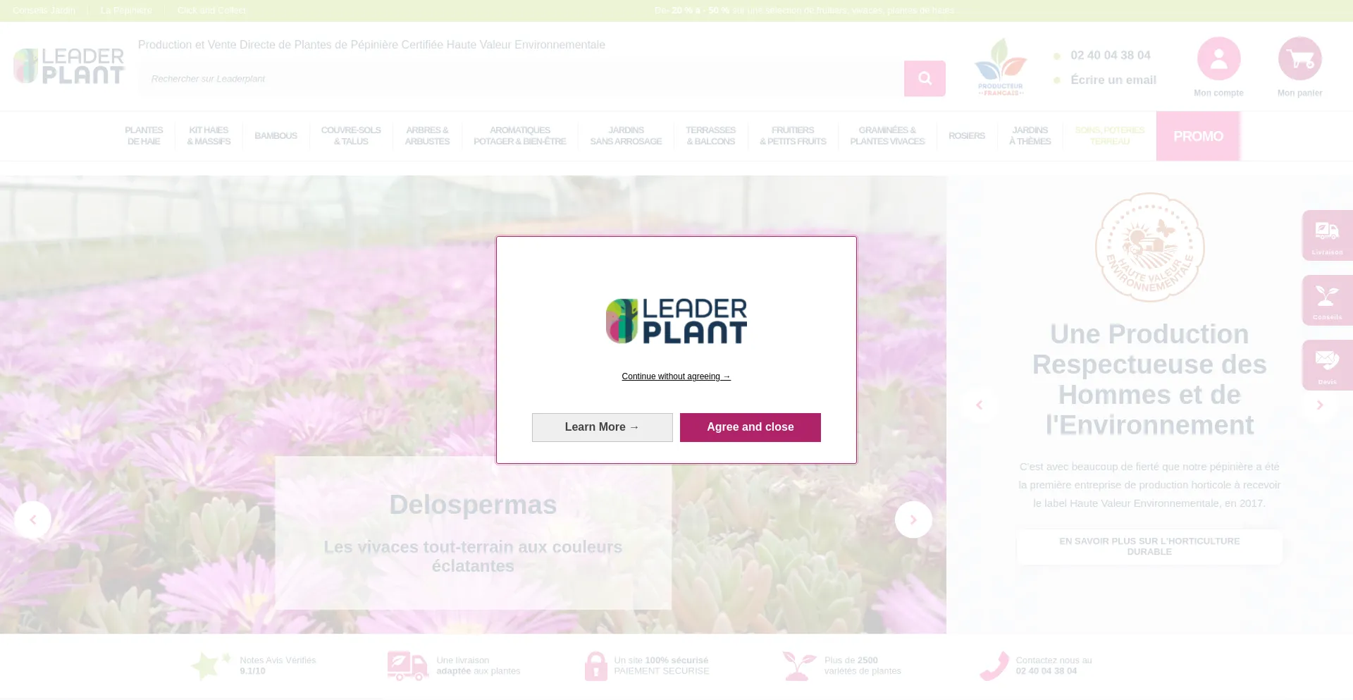 Website screenshot of Leaderplant.com