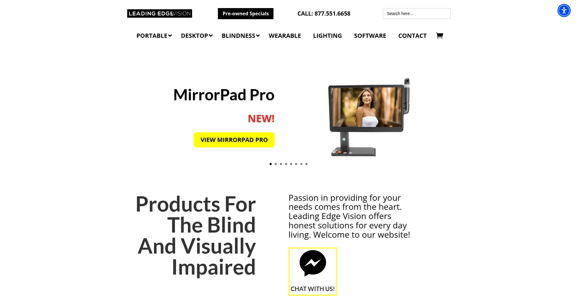 Website screenshot of Leadingedgevision.com