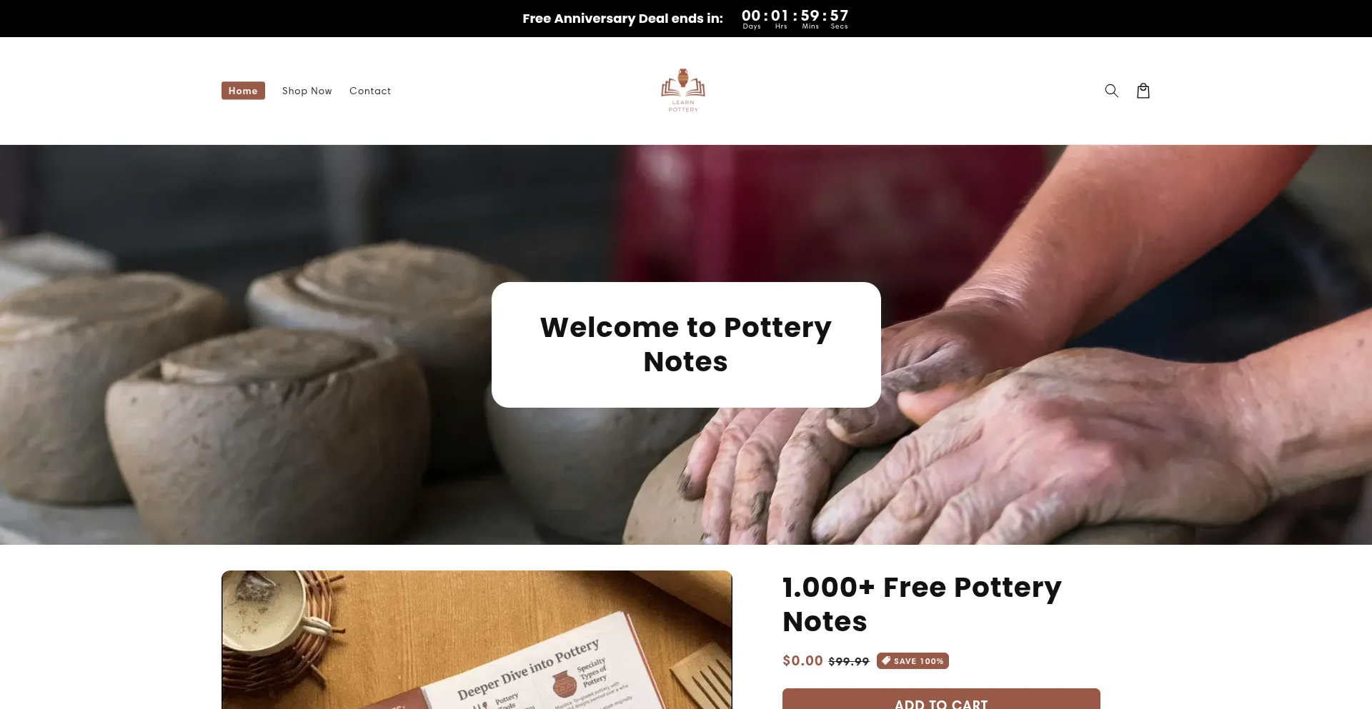 Website screenshot of Learn-pottery.com