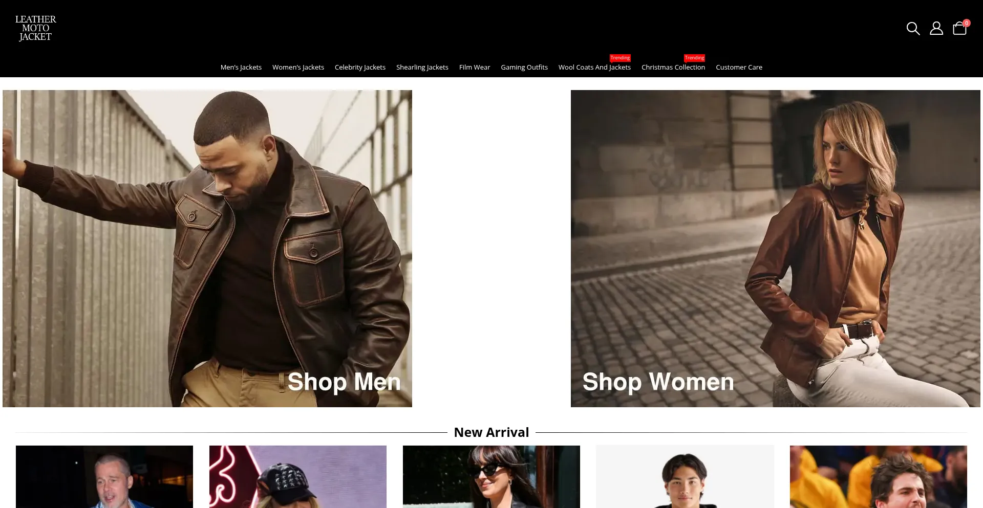 Website screenshot of Leathermotojacket.com
