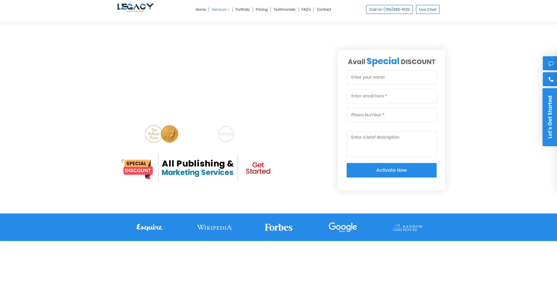 Website screenshot of Legacybookspublishing.com