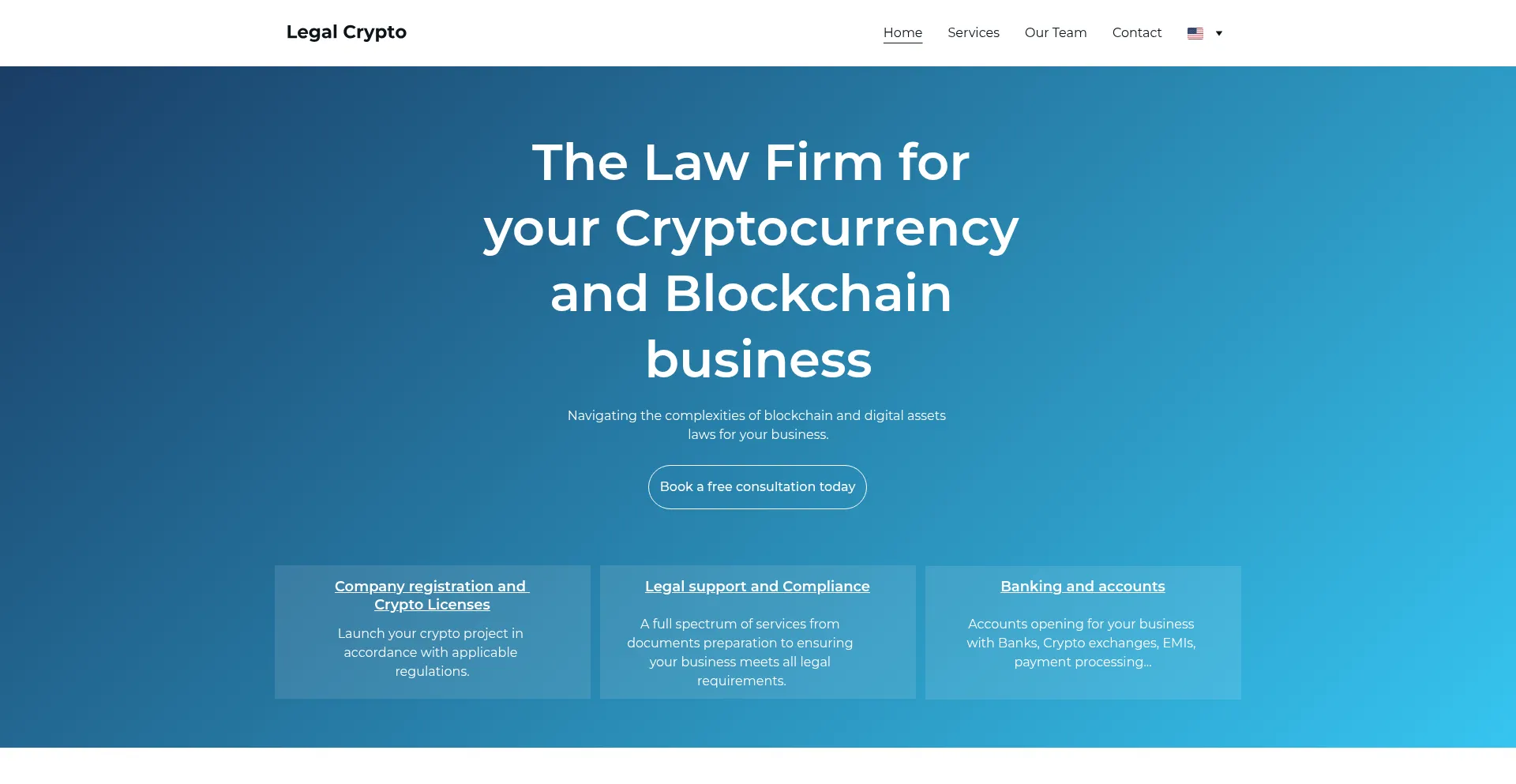 Website screenshot of Legalcrypto.io