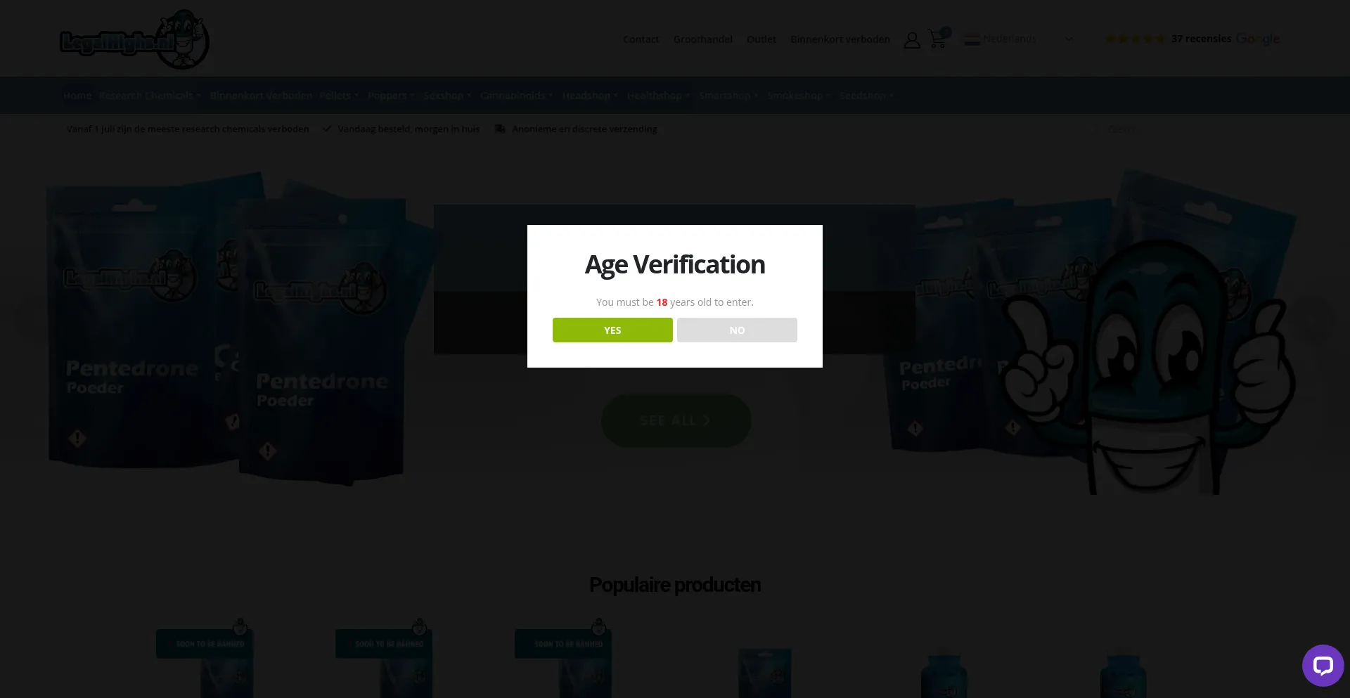 Website screenshot of Legalhighs.nl