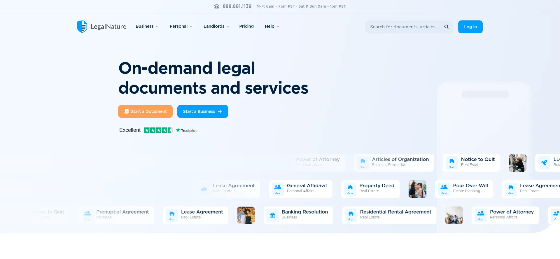 Website screenshot of Legalnature.com