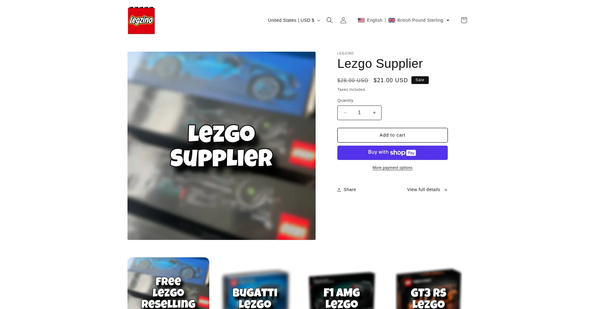 Website screenshot of Legzino.com