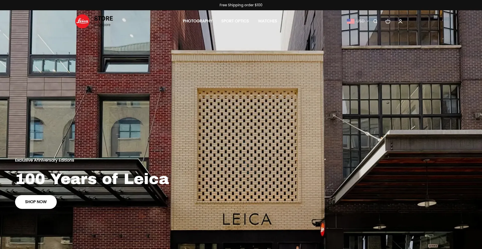 Website screenshot of Leica-100-years.com