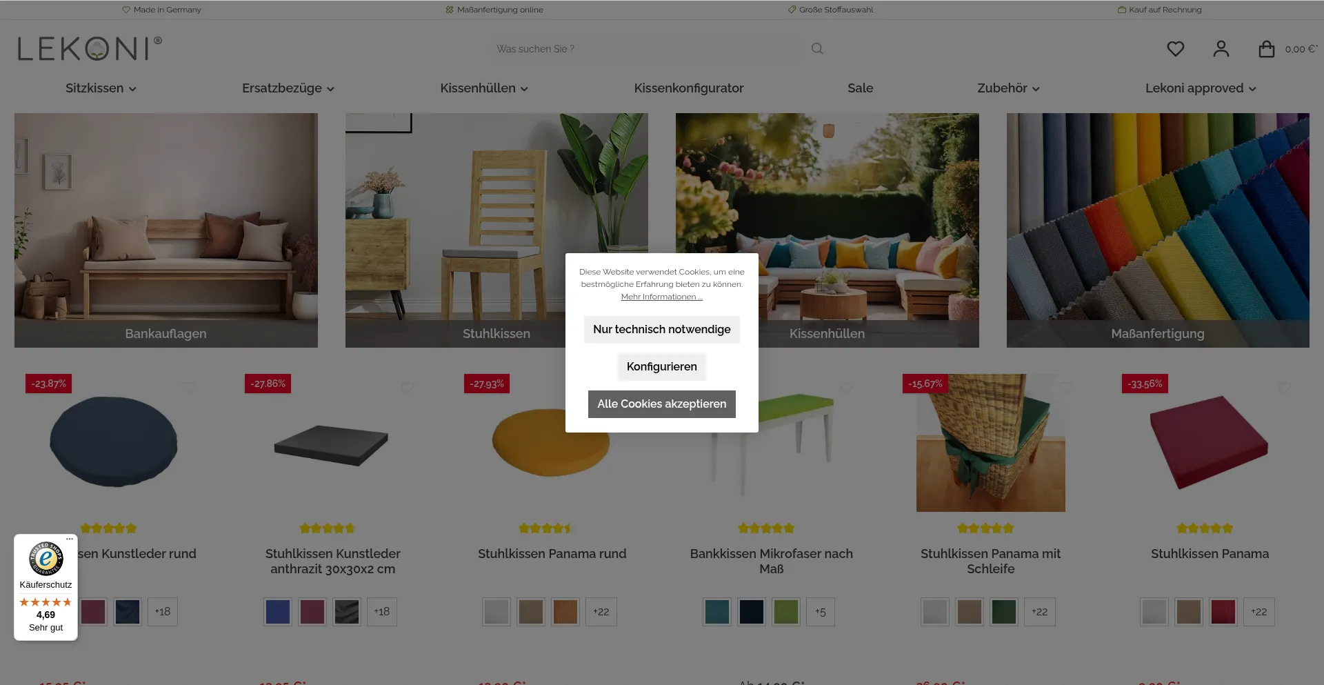 Website screenshot of Lekoni.de