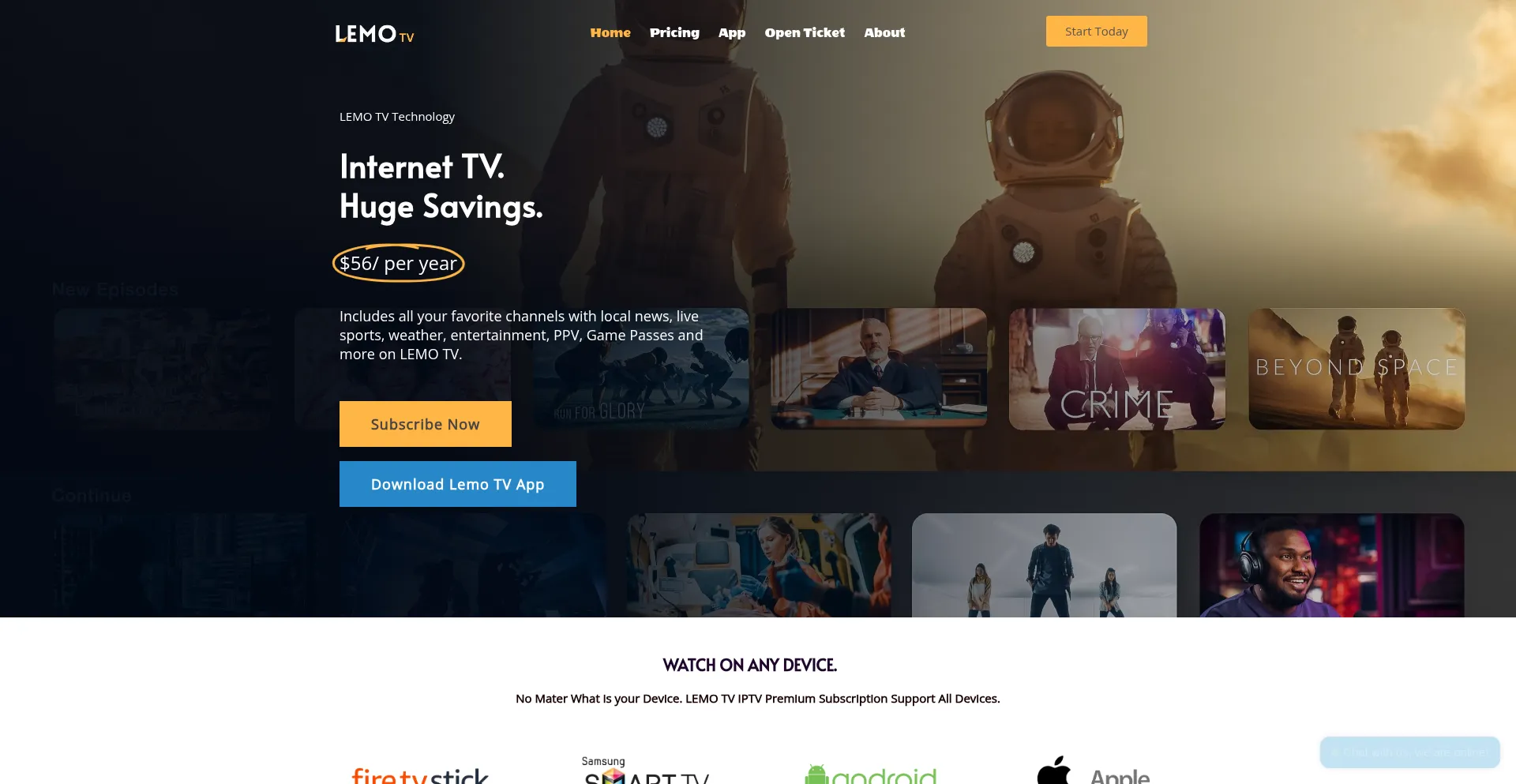 Website screenshot of Lemotv.io