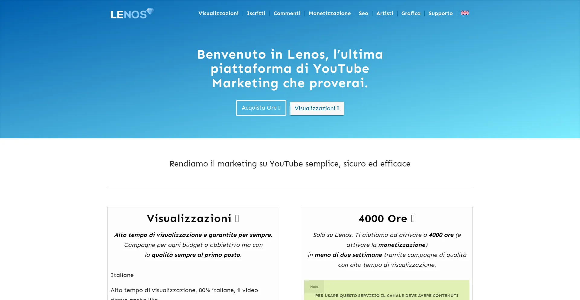 Website screenshot of Lenostube.com