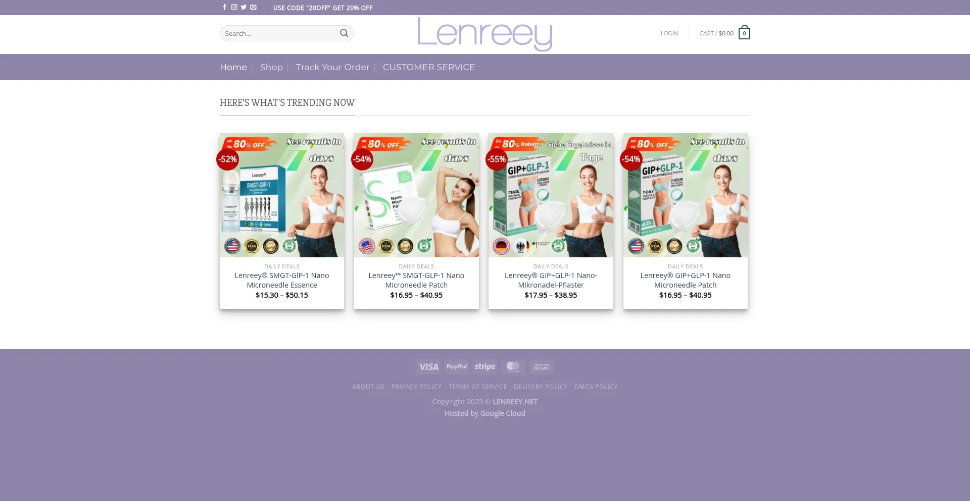 Website screenshot of Lenreey.net