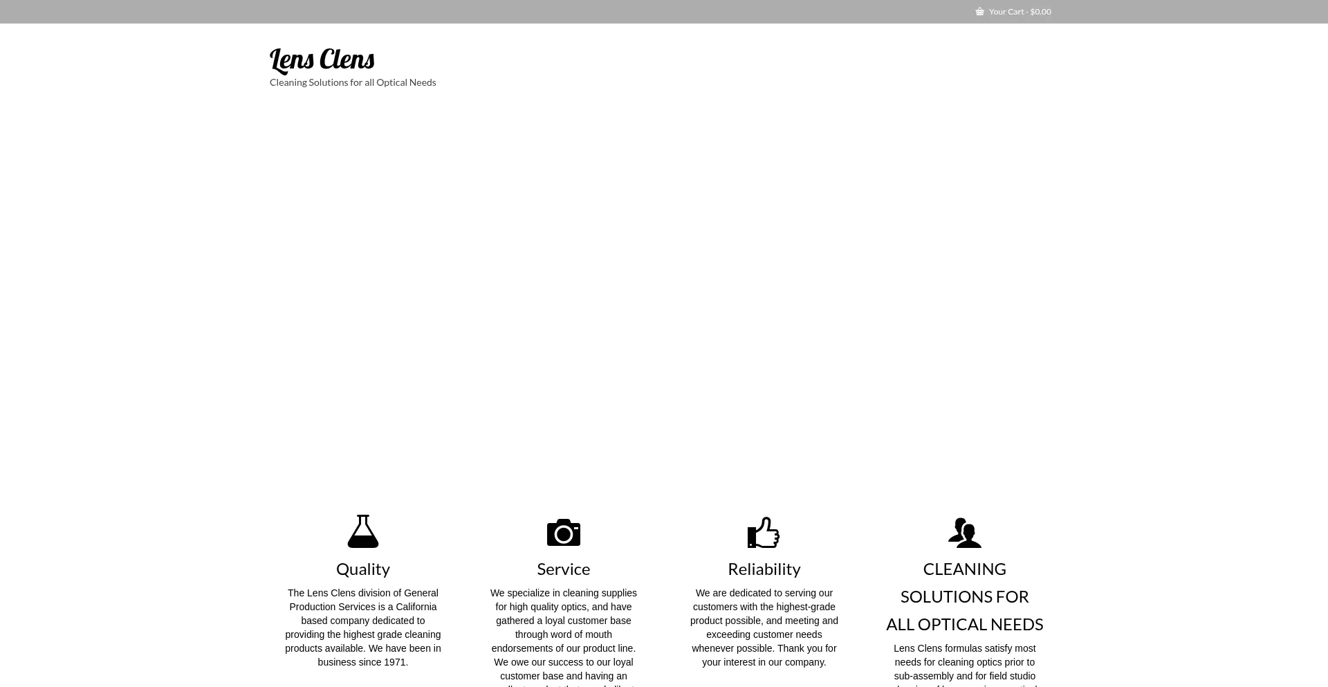 Website screenshot of Lensclens.com