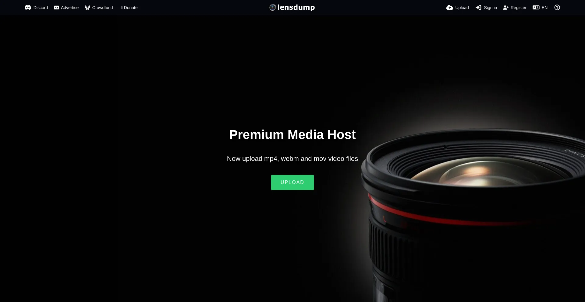 Website screenshot of Lensdump.com