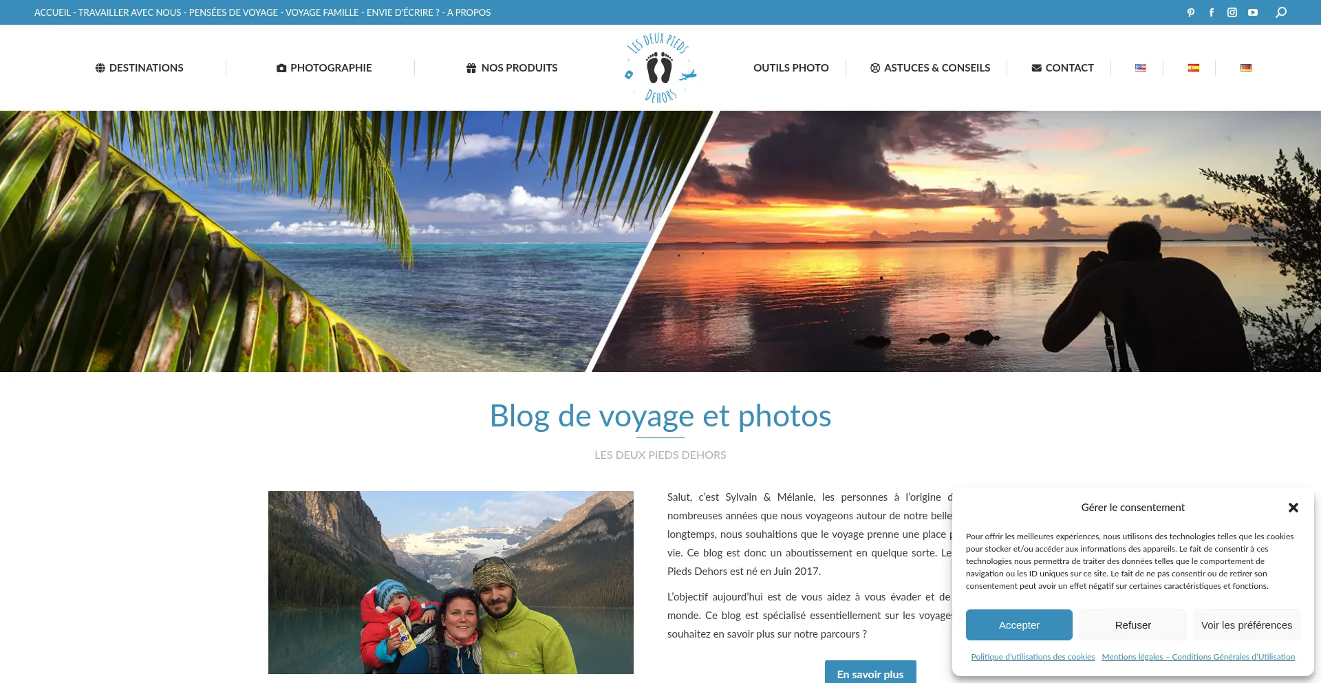 Website screenshot of Lesdeuxpiedsdehors.com