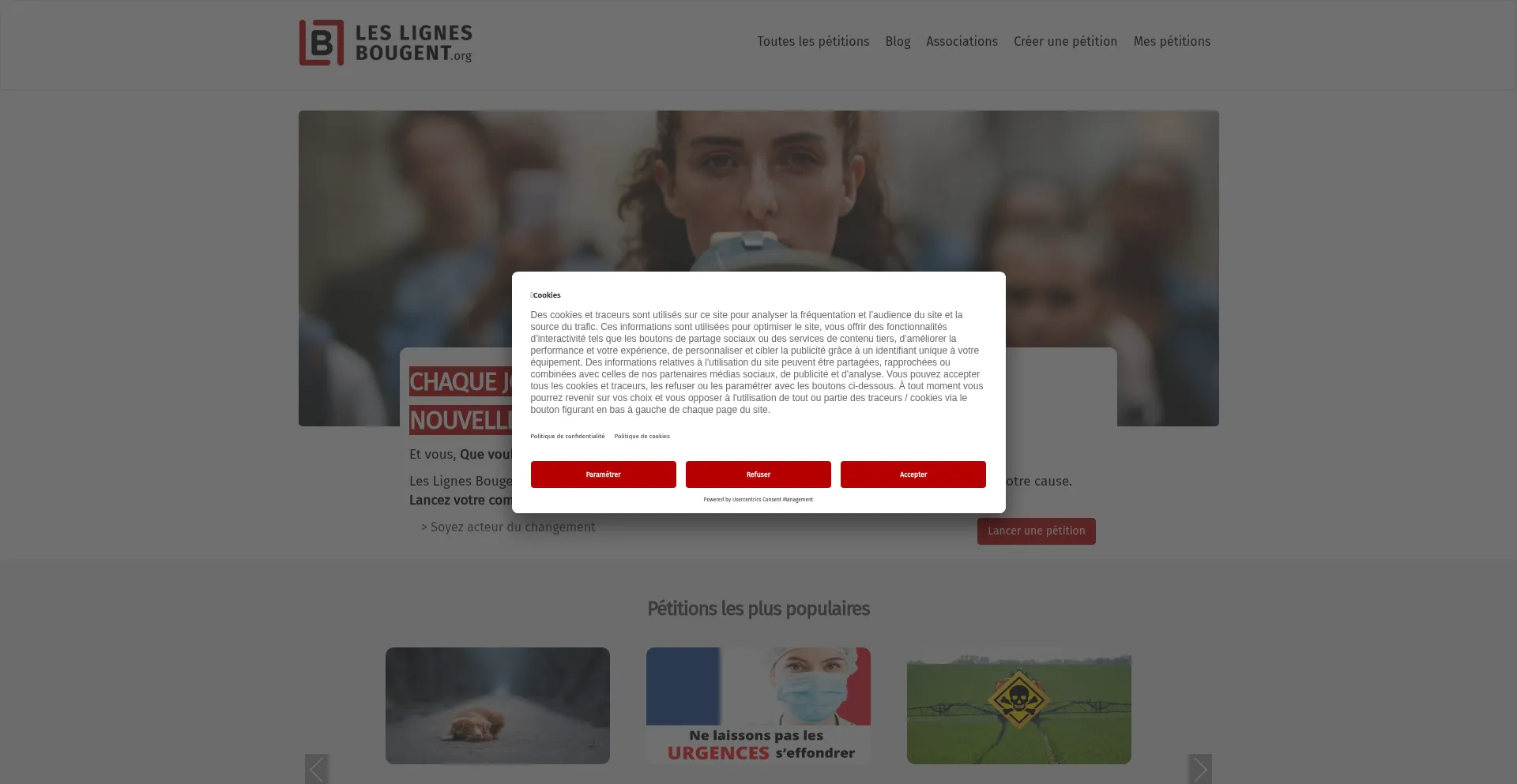 Website screenshot of Leslignesbougent.org