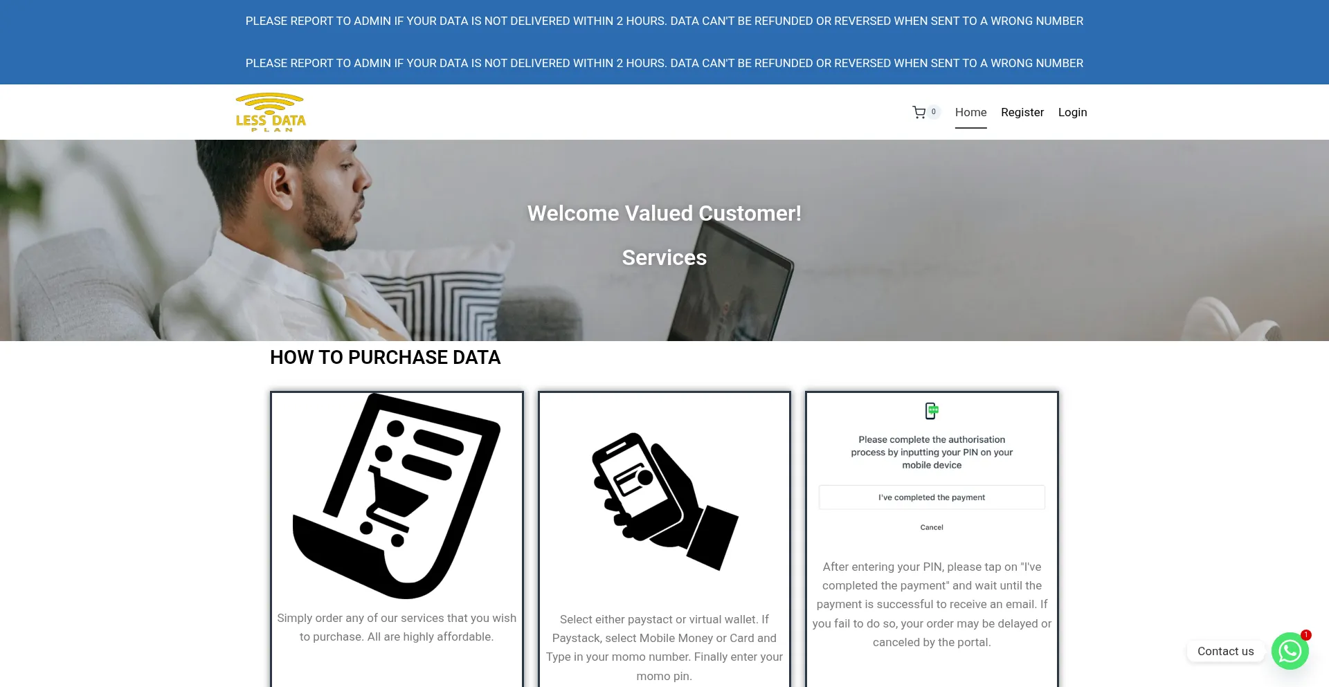 Website screenshot of Lessdataplan.com