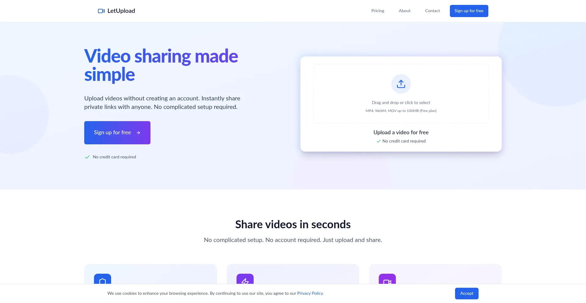 Website screenshot of Letupload.com