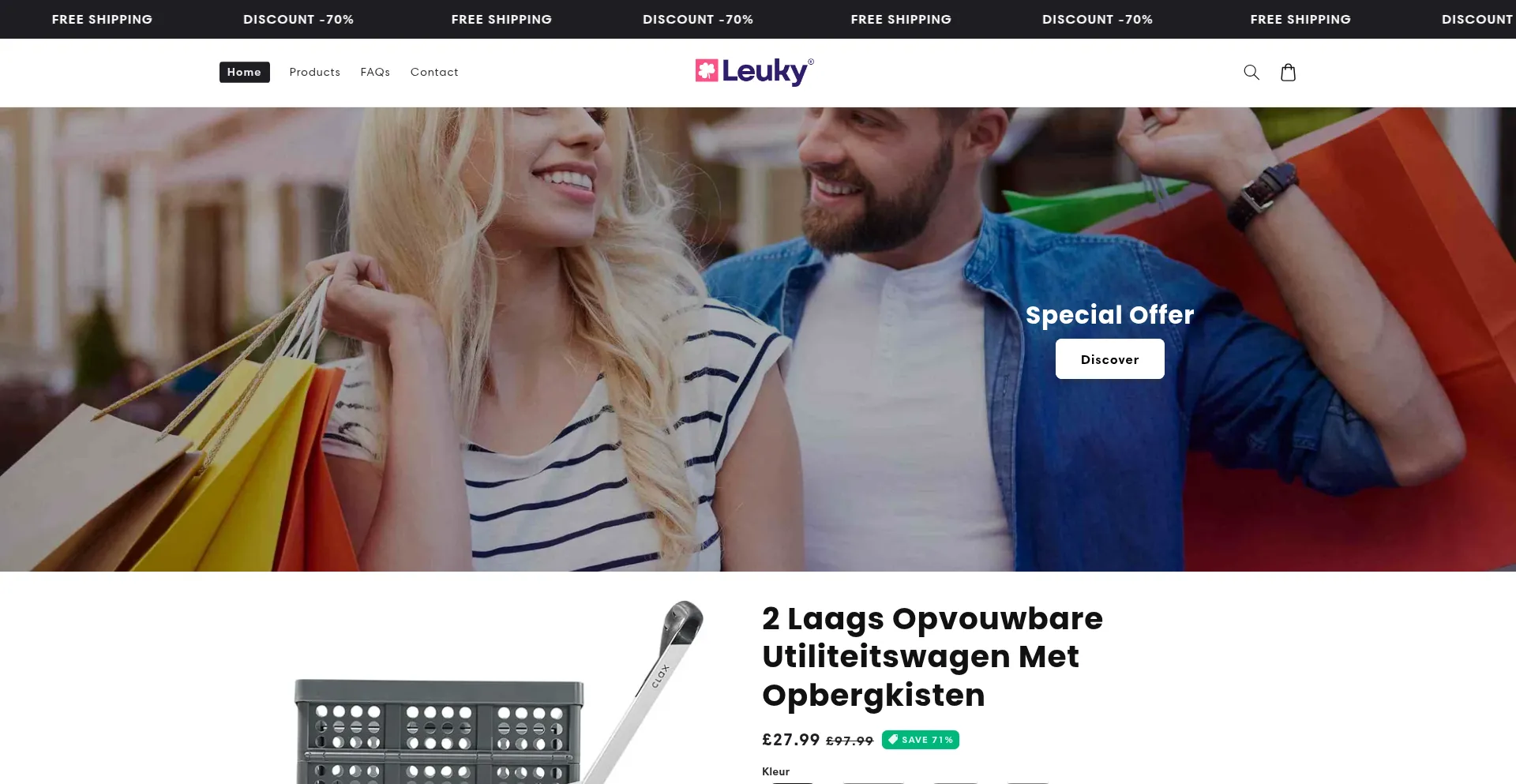 Website screenshot of Leuky.com