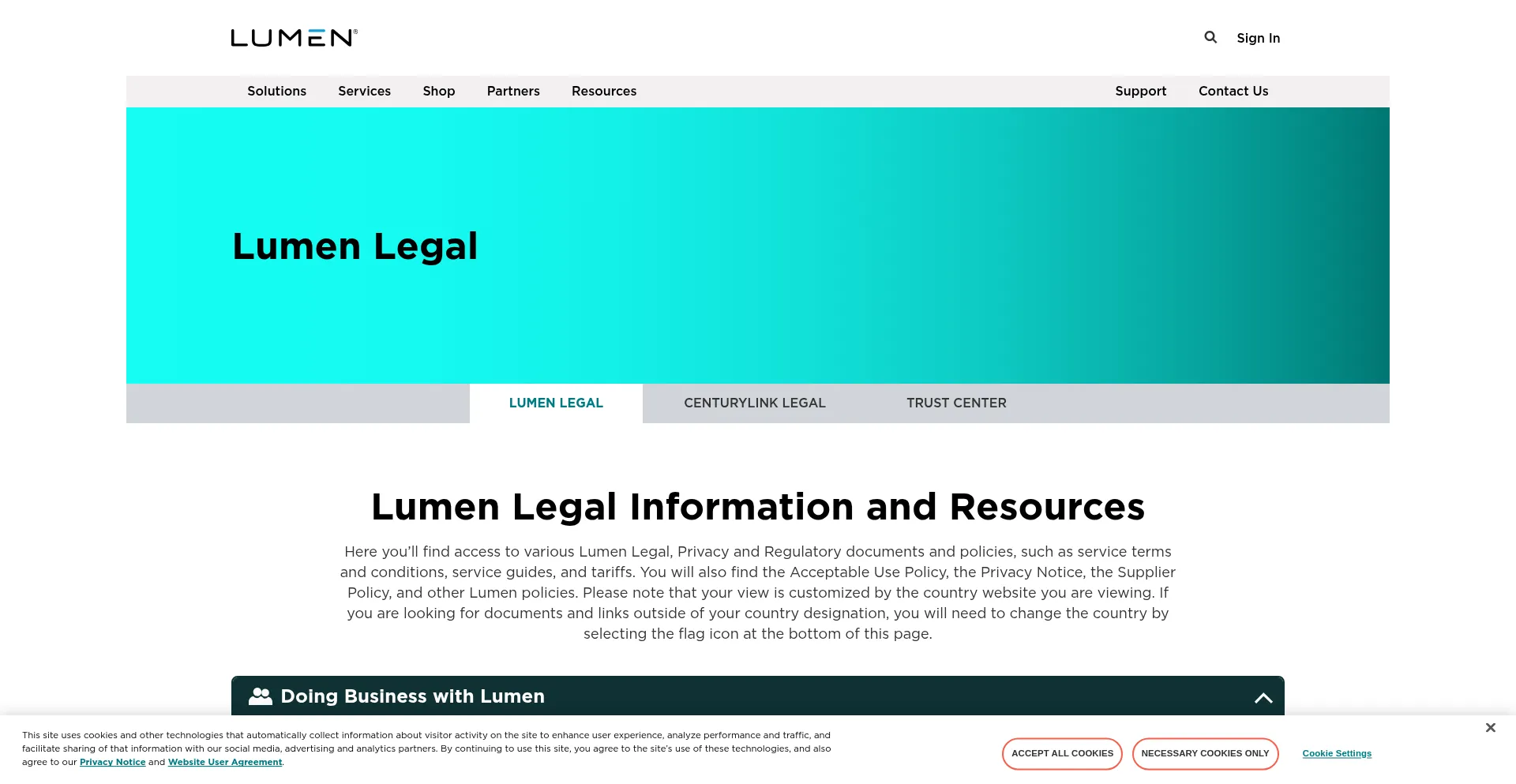 Website screenshot of Level3.com