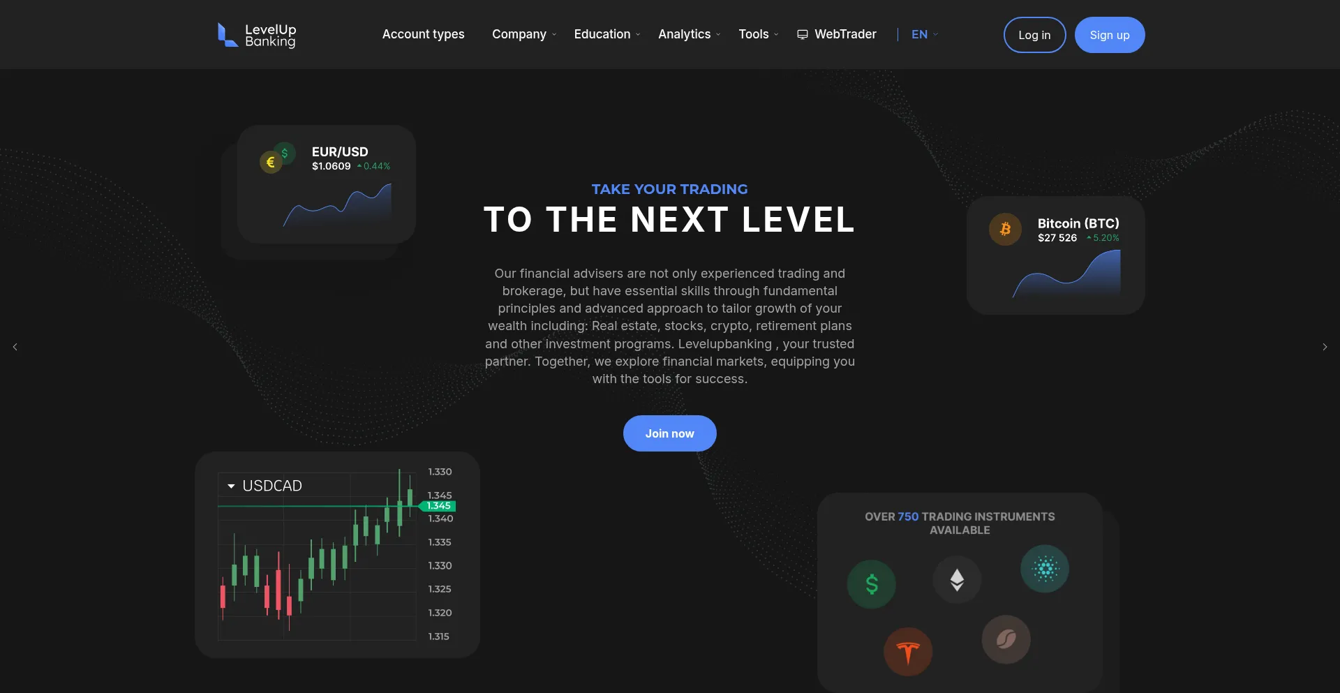Website screenshot of Levelupbanking.net