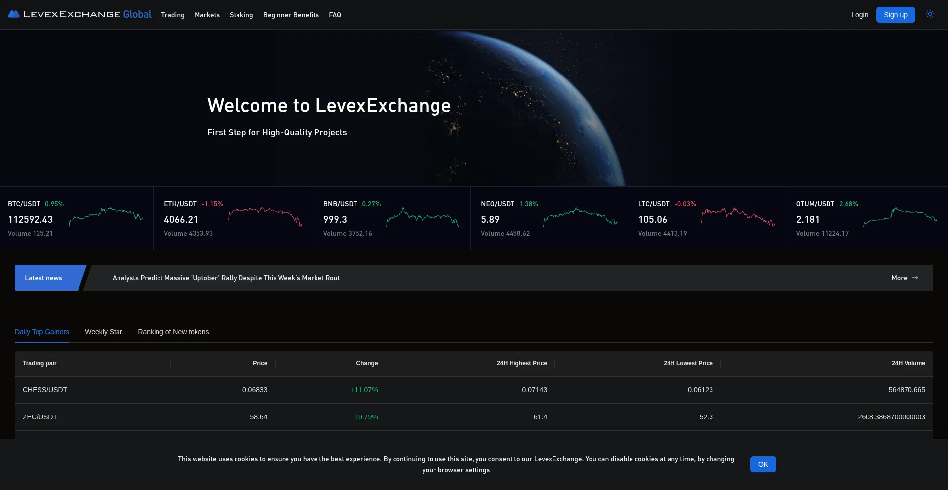 Levex-exchange.global Screenshot