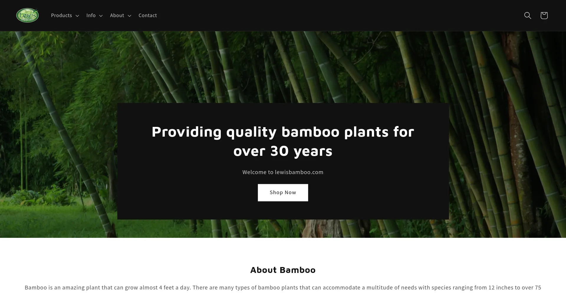 Website screenshot of Lewisbamboo.com
