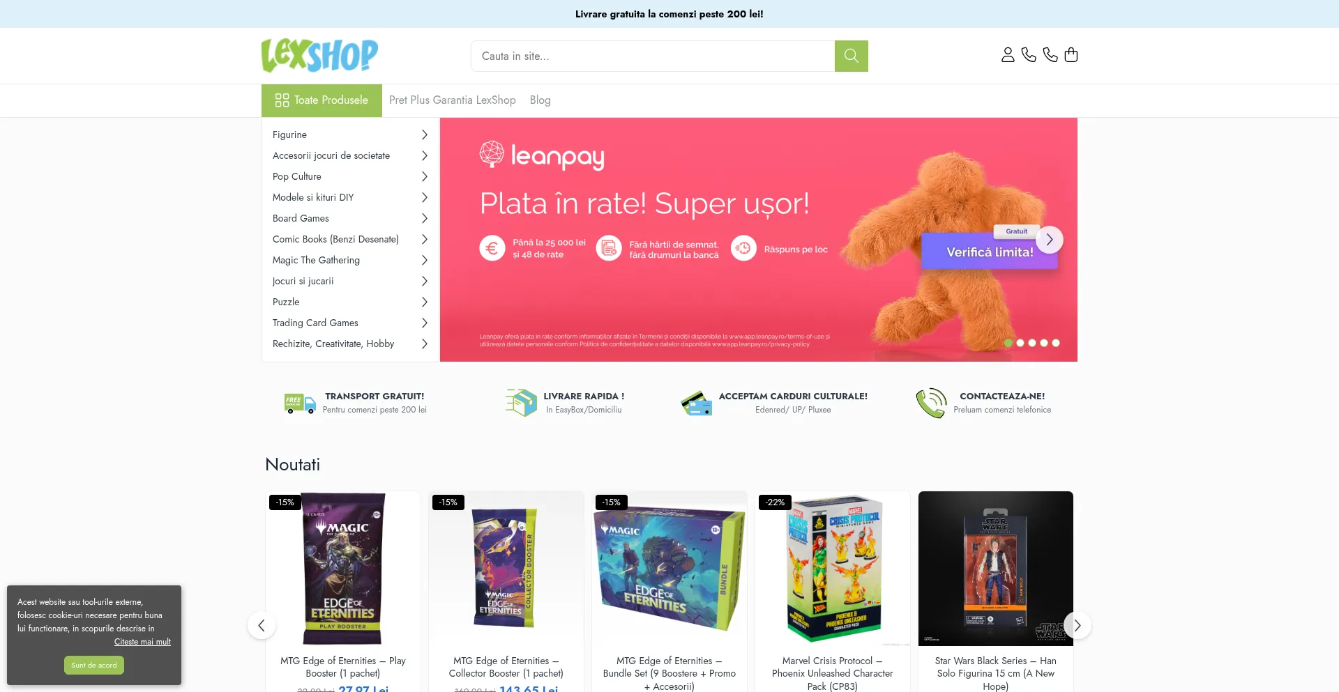 Website screenshot of Lexshop.ro