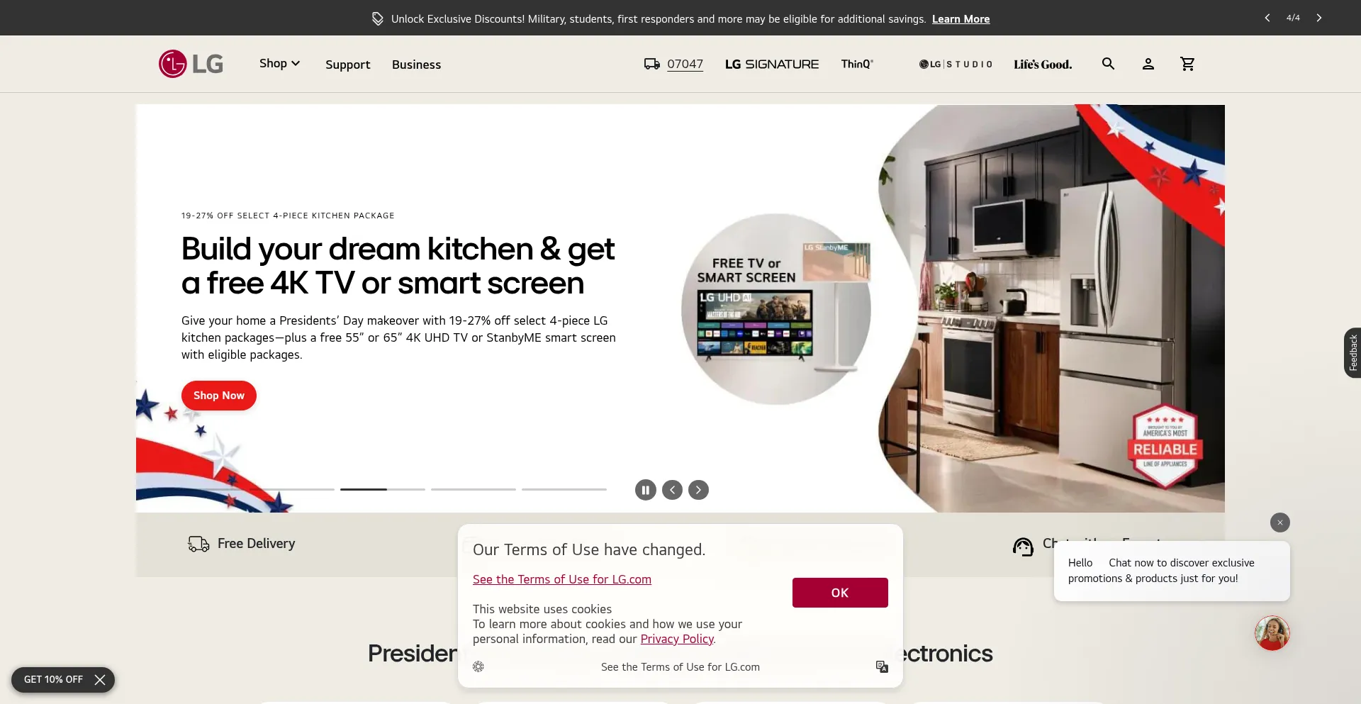 Website screenshot of Lg.com