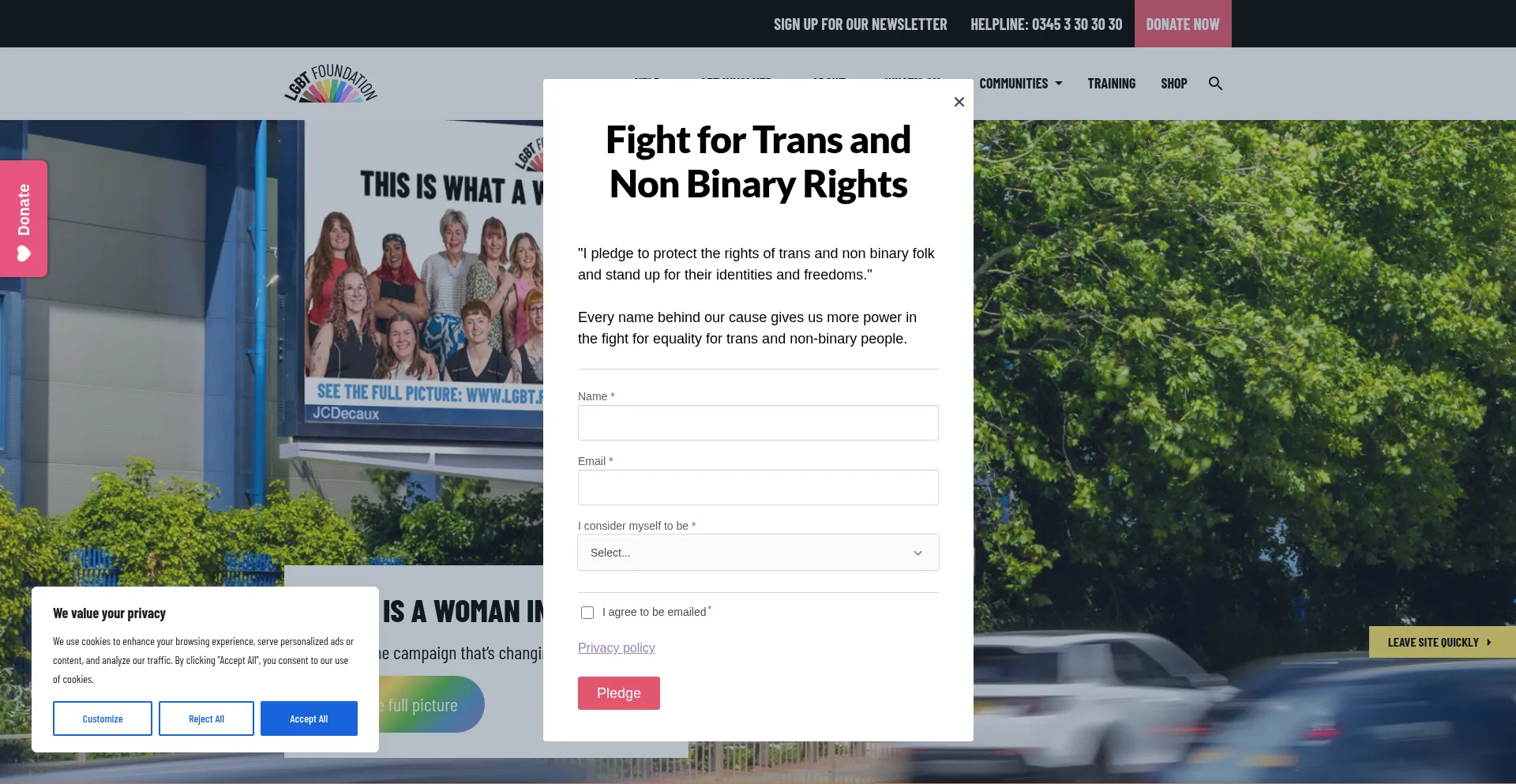 Website screenshot of Lgbt.foundation