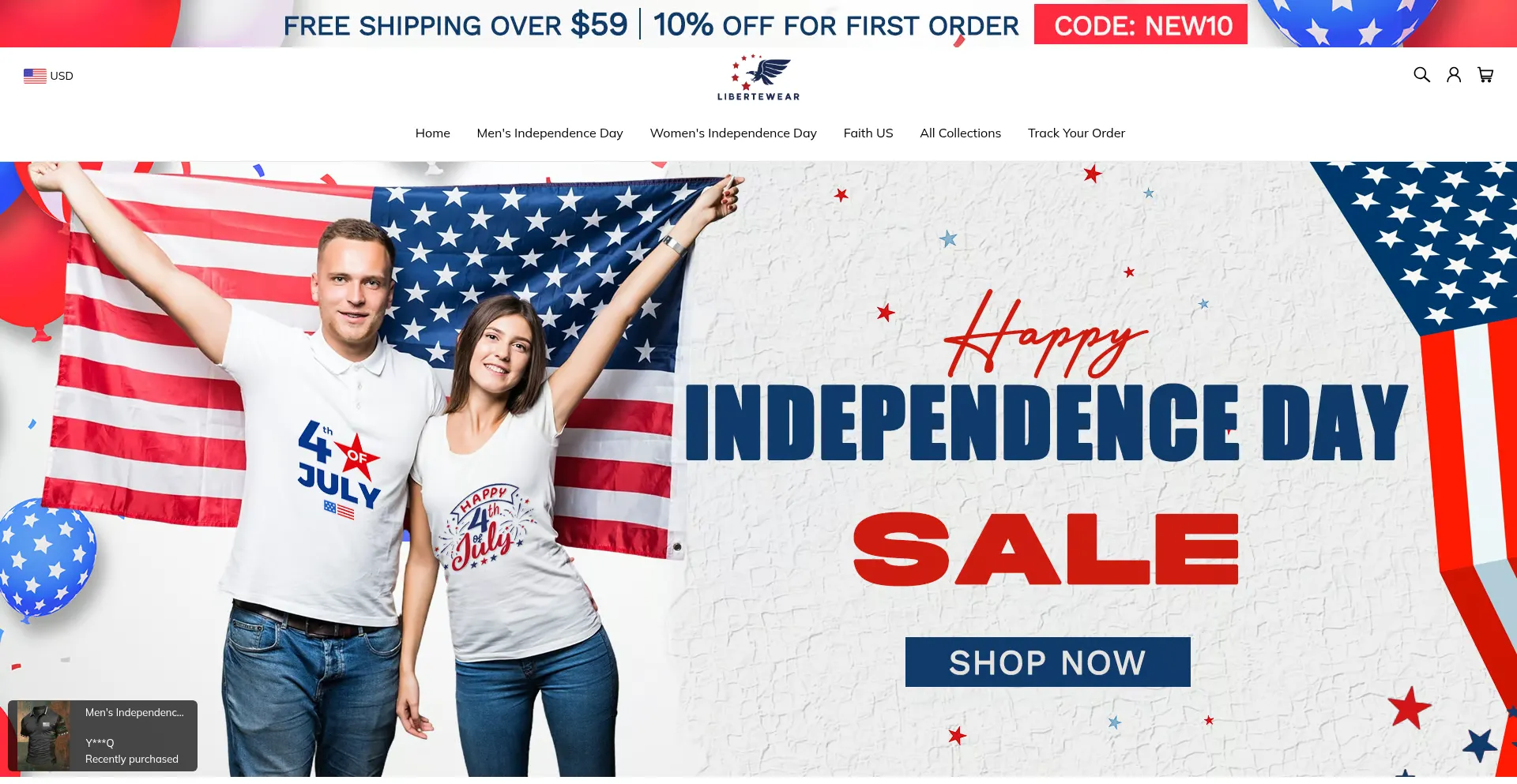 Website screenshot of Libertewear.com