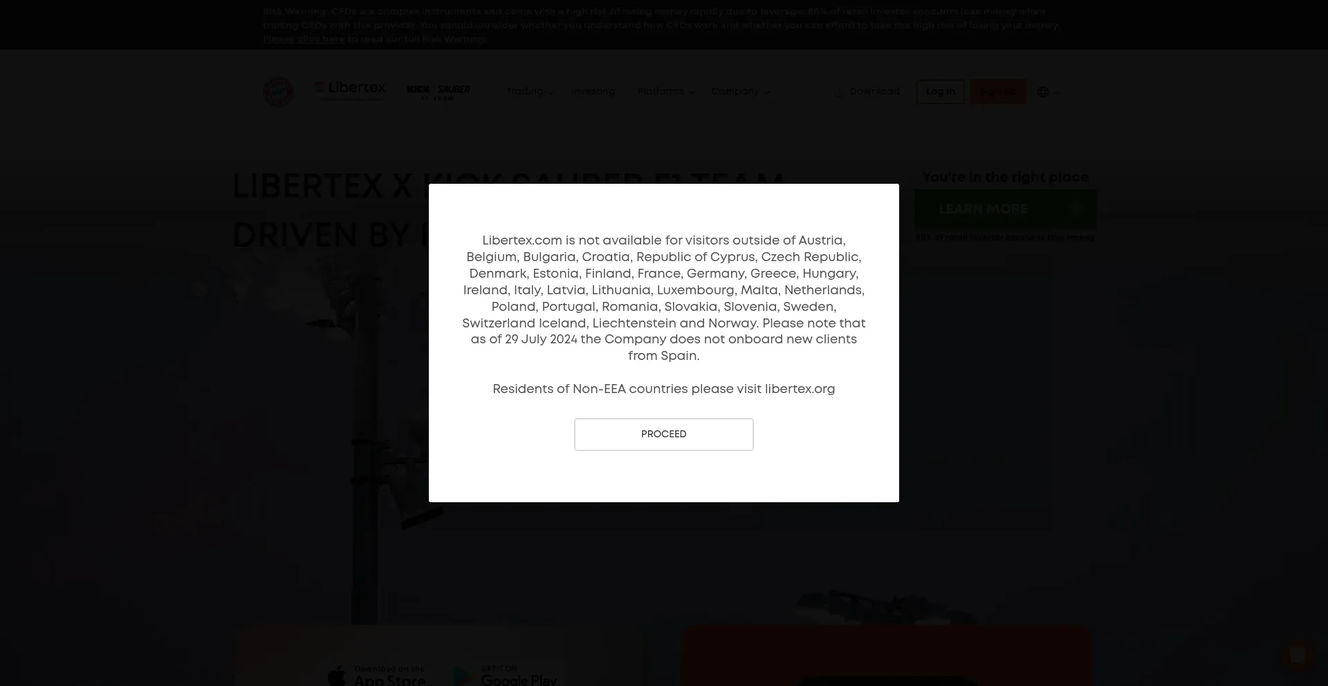 Website screenshot of Libertex.com