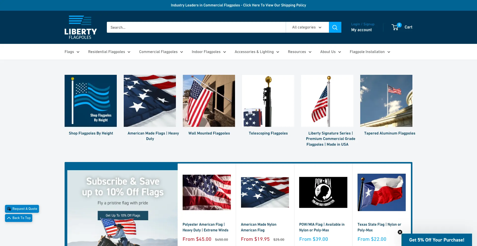 Website screenshot of Libertyflagpoles.com